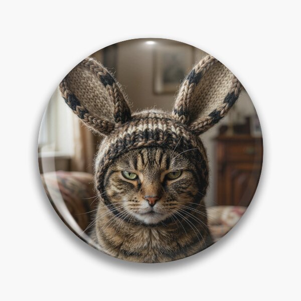 Item preview, Grouchy Cat in Knit Rabbit Ears designed and sold by Tridentulus.