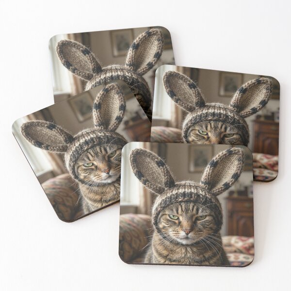 Item preview, Grouchy Cat in Knit Rabbit Ears designed and sold by Tridentulus.