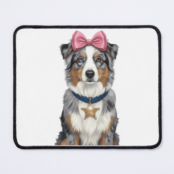 Item preview, Cute Australian Shepherd Sheriff with Pink Bow designed and sold by k3rstman1.
