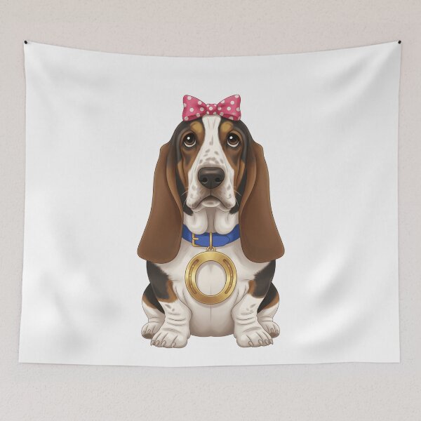 Item preview, Cute Basset Hound Pink Bow Horseshoe Collar designed and sold by k3rstman1.