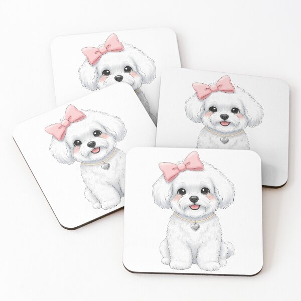 Item preview, Cute Kawaii Bichon Frise Puppy with Pink Bow designed and sold by k3rstman1.