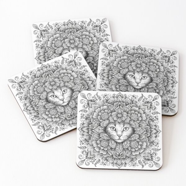 Item preview, Boho Mandala Cat Illustration | Floral Tribal Cat Art | Vintage Ethnic Animal Design designed and sold by Anime9122.