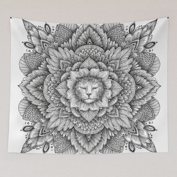 Item preview, Boho Mandala Cat Illustration | Floral Tribal Cat Art | Vintage Ethnic Animal Design designed and sold by Anime9122.