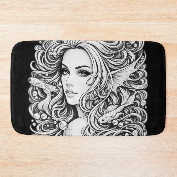 Item preview, Mermaid BW designed and sold by TivvaArtShop.