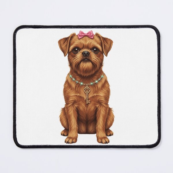 Item preview, Cute Brussels Griffon Dog with Pink Bow Necklace designed and sold by k3rstman1.