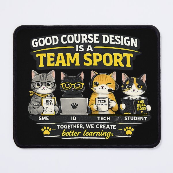 Item preview, Good Course Design Is a Team Sport – Instructional Design Roles Cat  designed and sold by silvercalico.