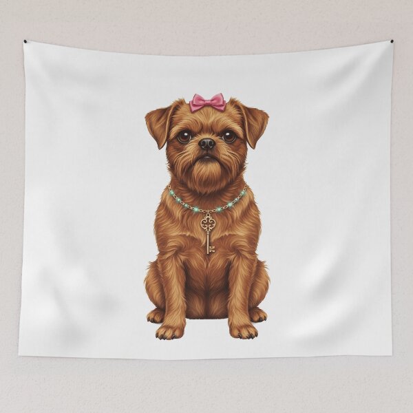Item preview, Cute Brussels Griffon Dog with Pink Bow Necklace designed and sold by k3rstman1.