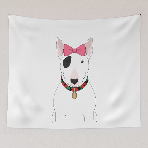 Item preview, Cute Bull Terrier with Pink Bow Floral Collar designed and sold by k3rstman1.