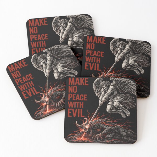 Item preview, Make No Peace with Evil - Gothic Christian Metal Archangel Versus Molech Baal designed and sold by Blood Washed Apparel.