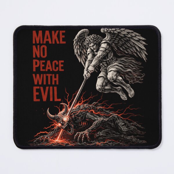 Item preview, Make No Peace with Evil - Gothic Christian Metal Archangel Versus Molech Baal designed and sold by Blood Washed Apparel.