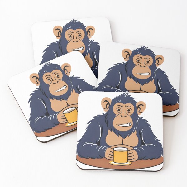 Item preview, Coffee Monkey Sticker - Chimpanzee Drinking Coffee Graphic Art designed and sold by Spectrum Art Gallery.