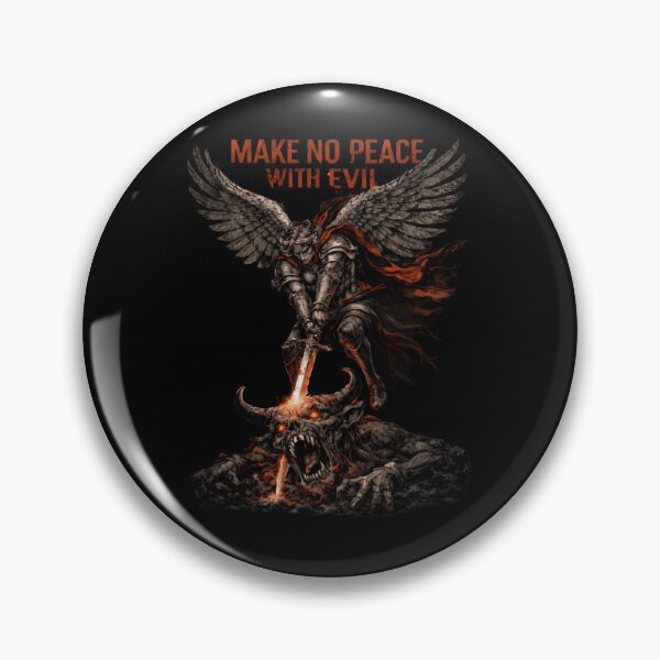 Item preview, Make no Peace with Evil, Destroy It - Angel Versus False Idol in Christian Metal Streetwear designed and sold by Blood Washed Apparel.