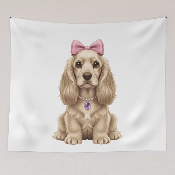 Item preview, Adorable Cocker Spaniel Puppy with Pink Bow designed and sold by k3rstman1.