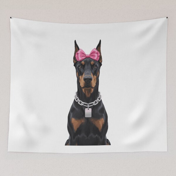 Item preview, Stylish Doberman Pinscher Dog with Pink Bow designed and sold by k3rstman1.