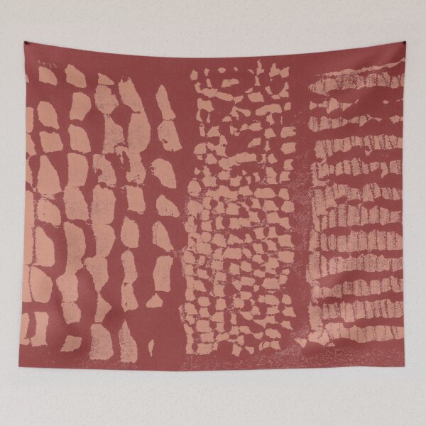 Item preview, Three Grains Textured Monoprint - Ruby + Coral designed and sold by Irene Estelle.