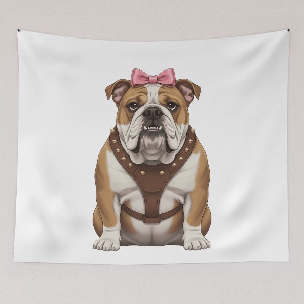 Item preview, Cute English Bulldog with Pink Bow Harness designed and sold by k3rstman1.