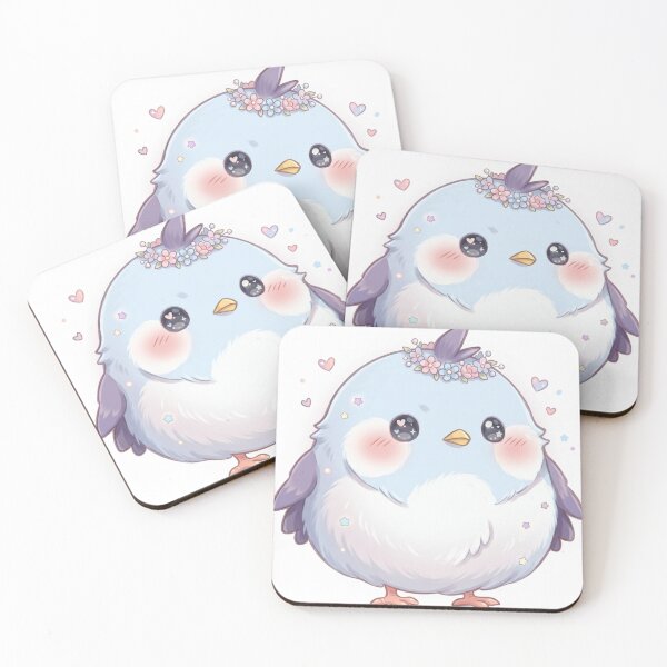 Item preview, Cute Pastel Blue Bird with Flower Crown & Sparkle Cheeks designed and sold by Stickivo.