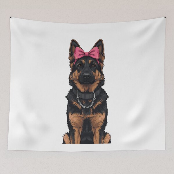 Item preview, Cute German Shepherd Dog Portrait Pink Bow designed and sold by k3rstman1.