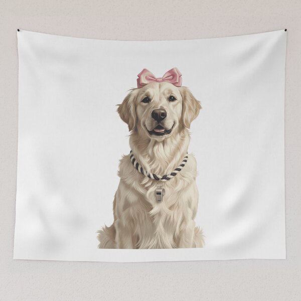 Item preview, Cute Golden Retriever with Pink Bow and Whistle designed and sold by k3rstman1.