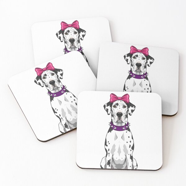 Item preview, Harlequin Great Dane with Pink Bow and Collar designed and sold by k3rstman1.