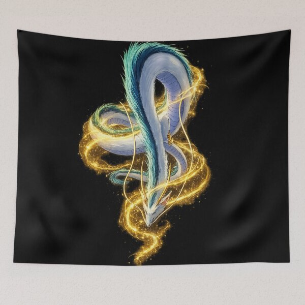 Item preview, Mystical Japanese Style Blue Golden Dragon designed and sold by Shirtaholism.