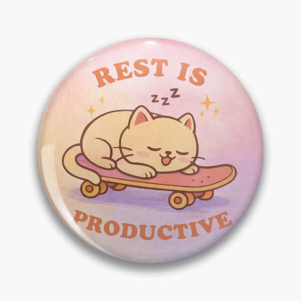 Item preview, Rest is Productive: Cute Sleeping Cat on Skateboard designed and sold by KindPushCo.