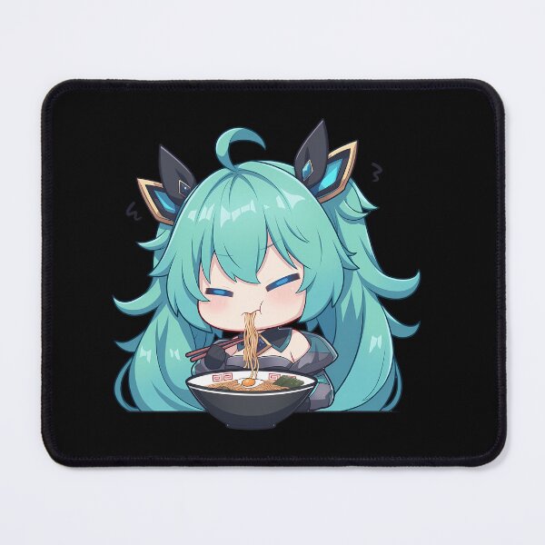 Item preview, Hatsune Princess Connect Kawaii Ramen Chibi Teal Sleepy Slurp designed and sold by mildaclairmo.
