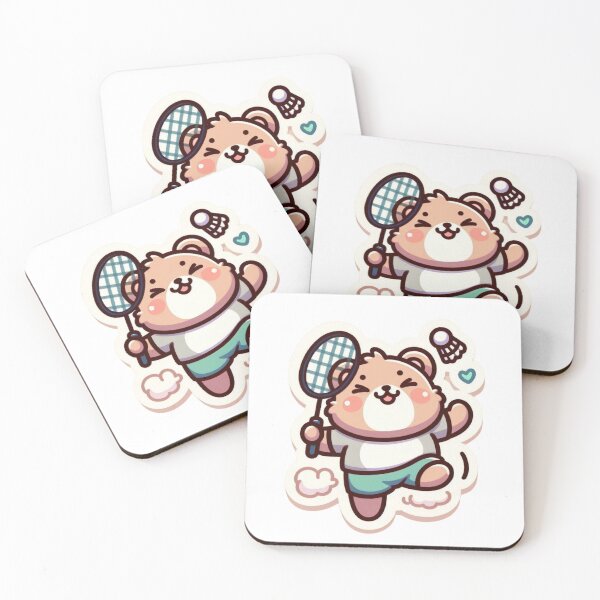 Item preview, Cute Bear Playing Badminton Sticker|Kawaii Animal Sports Cartoon  designed and sold by carestazafeli.