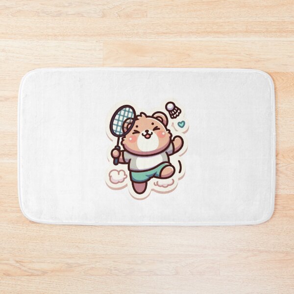 Item preview, Cute Bear Playing Badminton Sticker|Kawaii Animal Sports Cartoon  designed and sold by carestazafeli.