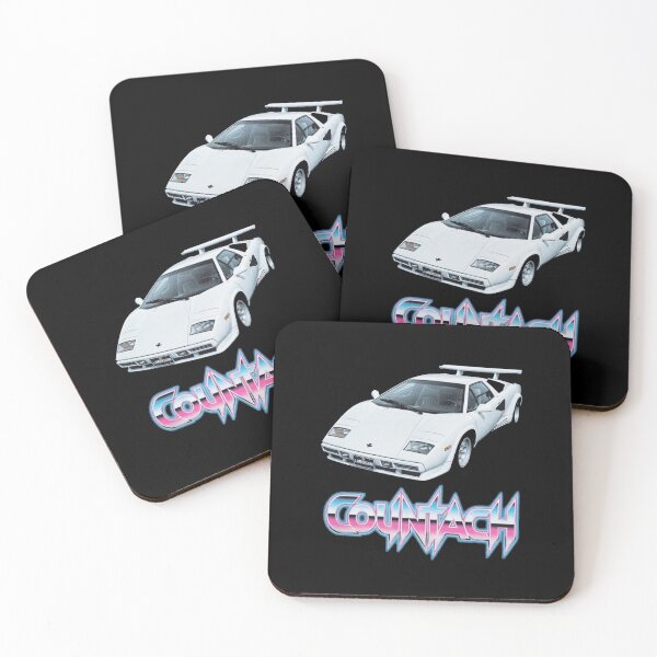 Item preview, Countach White Synthwave Supercar Art designed and sold by TheArtOfCar.