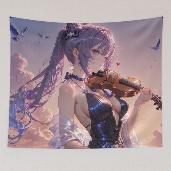 Item preview, Keqing Genshin Impact Pastel Sky Violin Side Profile designed and sold by TanglenRabbit.