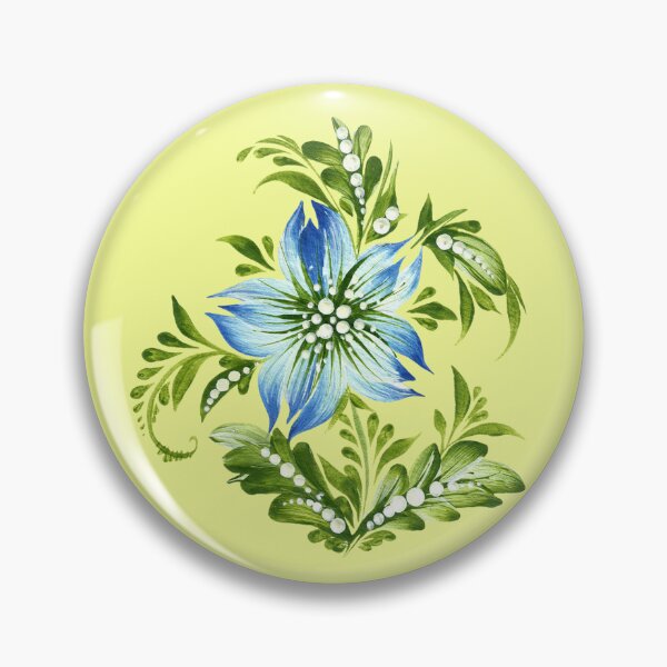 Item preview, delicate blue flower, Ukraine art, Petrykivka style, author's drawing designed and sold by Sunflower-7.