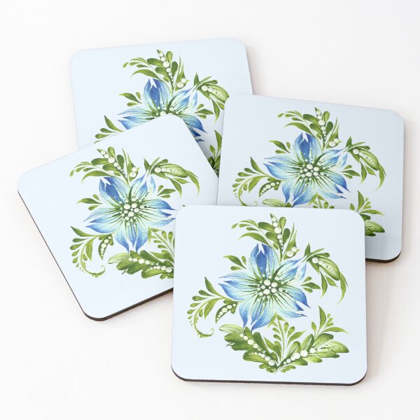 Item preview, delicate blue flower, Ukraine art, Petrykivka style, author's drawing designed and sold by Sunflower-7.