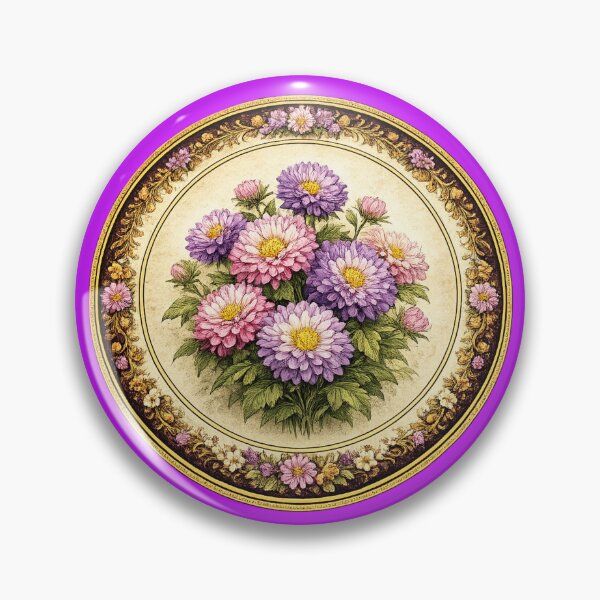 Item preview, Italian Aster Radiance – Meadow Light Botanical Circle Design designed and sold by TheJoyfulPen.