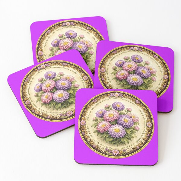 Item preview, Italian Aster Radiance – Meadow Light Botanical Circle Design designed and sold by TheJoyfulPen.