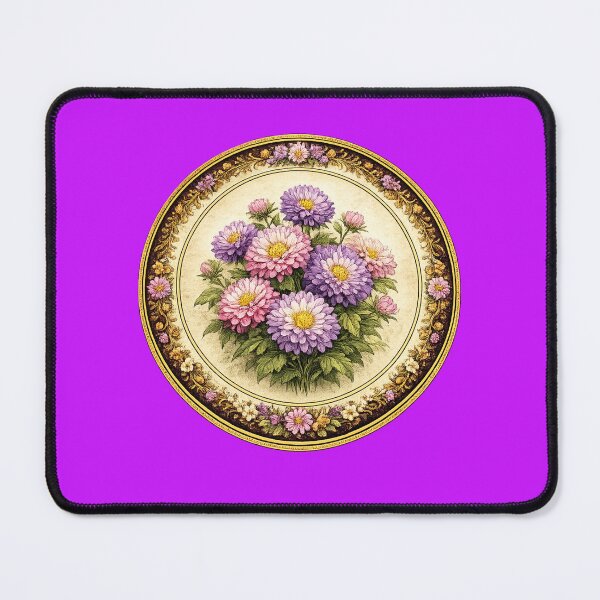 Item preview, Italian Aster Radiance – Meadow Light Botanical Circle Design designed and sold by TheJoyfulPen.