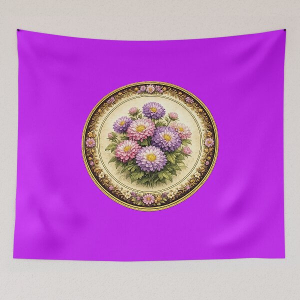 Item preview, Italian Aster Radiance – Meadow Light Botanical Circle Design designed and sold by TheJoyfulPen.