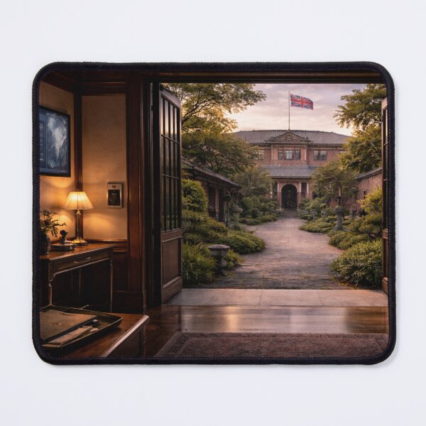 Item preview, British Embassy Courtyard Wall Art | Diplomatic Interior Print with Japanese Garden | The Measure of Empire designed and sold by Element Horizon Studio.
