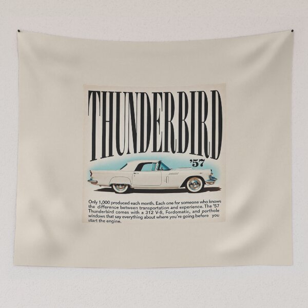 Item preview, 1957 Ford Thunderbird Vintage Ad Style Classic Car Art designed and sold by TheArtOfCar.