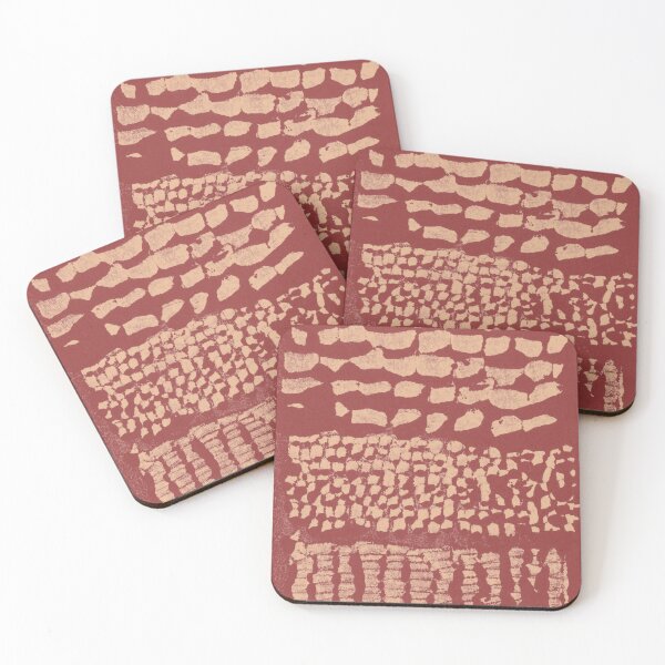 Item preview, Three Grains Textured Monoprint - Ruby + Melon designed and sold by Irene Estelle.