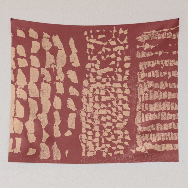 Item preview, Three Grains Textured Monoprint - Ruby + Melon designed and sold by Irene Estelle.