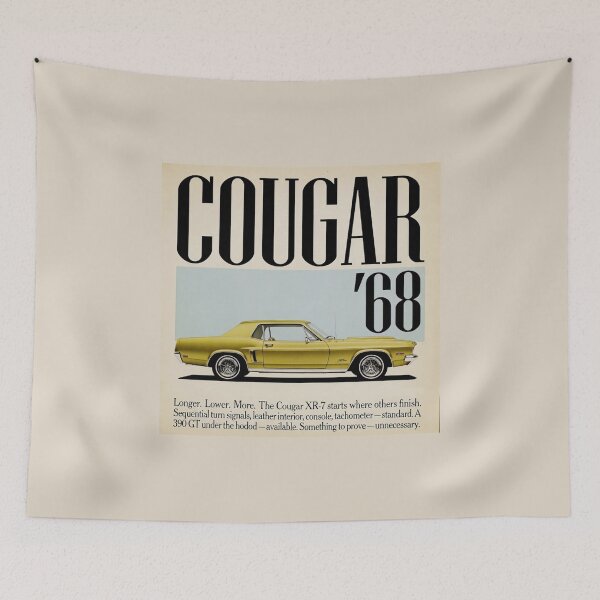 Item preview, 1968 Mercury Cougar Vintage Ad Style Muscle Car Art designed and sold by TheArtOfCar.