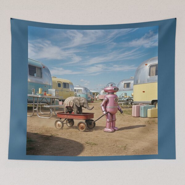 Item preview, Robot and Baby Elephant in Vintage RV Park designed and sold by Tridentulus.