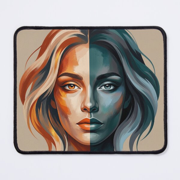 Item preview, Duality Abstract Portrait - Warm and Cool Face designed and sold by MaynyStudio.