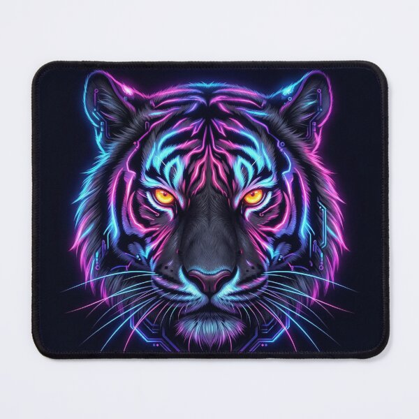 Item preview, Cyberpunk Neon Tiger - Futuristic Electric Art designed and sold by MaynyStudio.