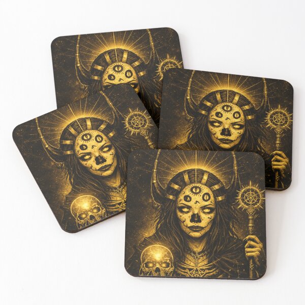 Item preview, Occult Demon Goddess Skull Art – Gothic Witchcore Halloween Art Print designed and sold by TheHorsemanRidesAgain.
