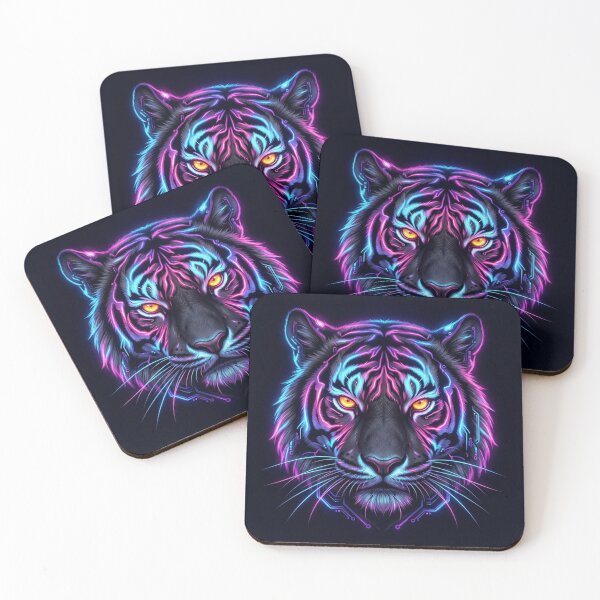 Item preview, Cyberpunk Neon Tiger - Futuristic Electric Art designed and sold by MaynyStudio.