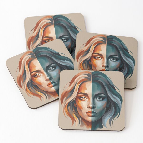Item preview, Duality Abstract Portrait - Warm and Cool Face designed and sold by MaynyStudio.