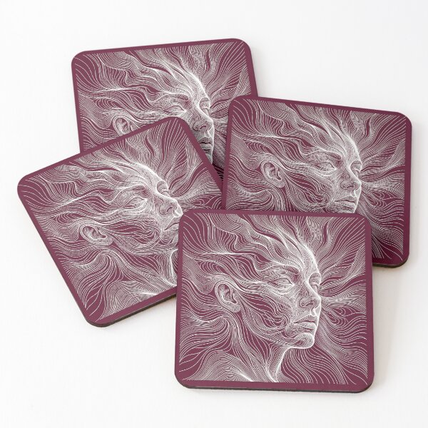 Item preview, Abstract Flowing Face - Burgundy Line Art Portrait designed and sold by MaynyStudio.