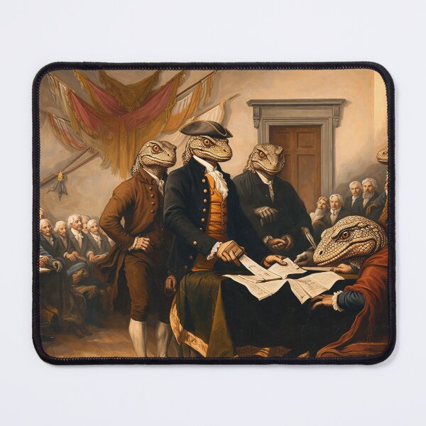 Item preview, Signing of the Declaration Parody – Lizard People Founding Fathers – Funny American History Art Print designed and sold by DiamondSkyShirt.